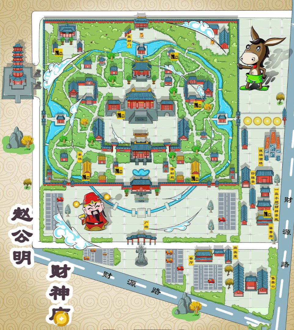灵石寺庙类手绘地图